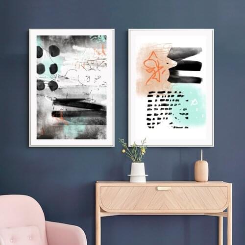 Abstract Geometric Poster Minimalist Canvas Painting Black Green Art Print Line Drawing Wall Picture For Living Room Home Décor