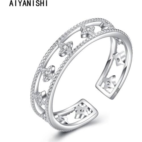 AIYANISHI Hot Sale 925 Sterling Silver Styles Stackable Ring Party Finger Wedding Rings For Women Open Rings Fashion Jewelry