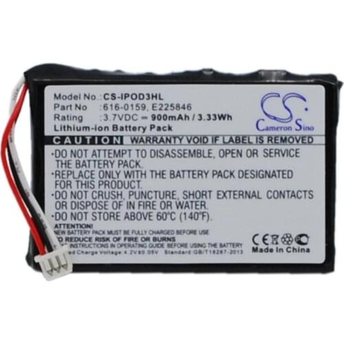 Cameron Sino 900mAh battery for APPLE iPOD 10GB M8976LL/A 15GB M9460LL/A 20GB M9244LL/A 30GB M8948LL/A 3th Generation