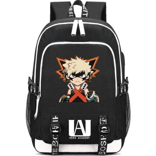 CoSter Anime My Hero Academia Backpack Cartoon Print Backpack Laptop School Bag with USB Charging,for boy/girl bag (Style1)