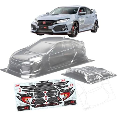 Team C Civic FK8 Toys Model PC Clear Body Shell W/ Stickers 210MM Wheelbase For Rc Drift Car Flat Sport On-Road Electric Cars