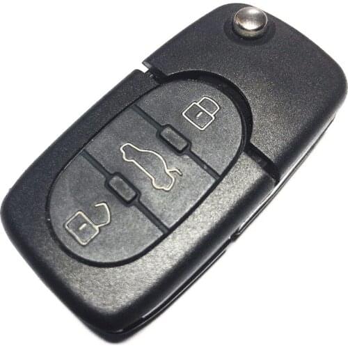 3 Button Car Round Flip Key Case Shell For VW Volkswagen Golf 4 5 6 Passat B5 B6 Polo Bora Touran 2032 Battery Holder Position