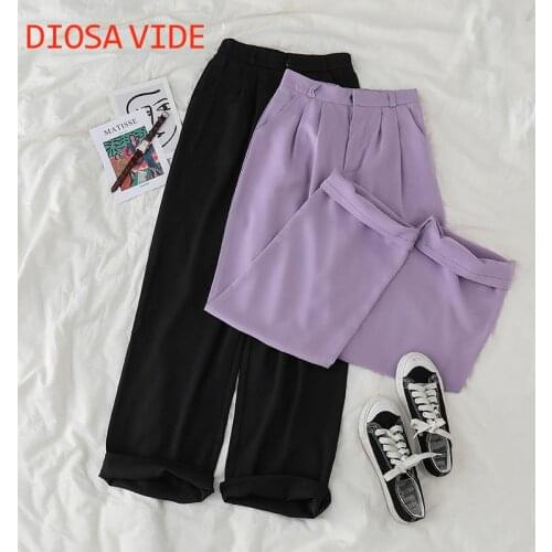 Salt pants women 2020 new high-waist thin-section wide-leg pants drape purple straight suit pants ins super hot