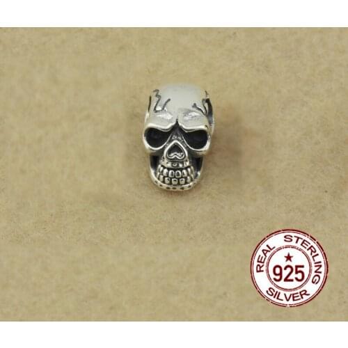 100% S925 sterling silver beads personality fashion classic jewelry skull shape DIY accessories to send lover gifts 2018 new hot