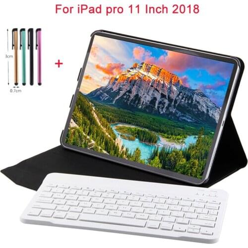For iPad 11 Keyboard 2018 Case With Pencil Holder Leather Stand Smart Cover Automatic Keyboard Bluetooth Wireless For A1934