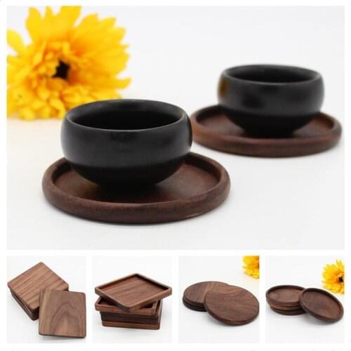 Wooden Coasters Black Walnut Cup Mat Bowl Pad Coffee Tea Cup Mats Dinner Plates Kitchen Home Bar Tools LX8287