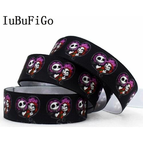 IuBuFiGo 7/8" Halloween Printed Grosgrain ribbon 22 mm Cartoon gift ribbon bows DIY headband tape 50yard