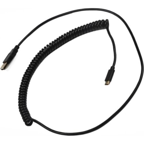 Black White Gray Type C Mini B Micro Connector Spring Cable Durable Data Line Coiled Cable For Keyboard Phone