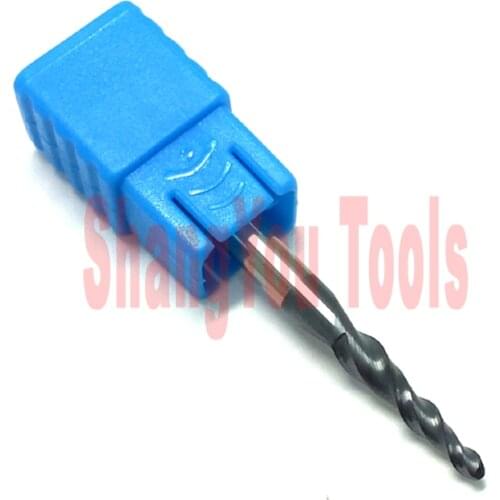 2PCS R1.0*D4*15*50L*2F HRC55 Tungsten solid carbide Coated Tapered Ball Nose End Mills taper and cone endmills