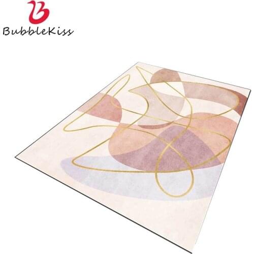 Bubble Kiss Carpets For Living Room Pink Rug Golden Line Modern Home Carpet Customized Door Mat Bedroom Decor Non-slip Area Rug
