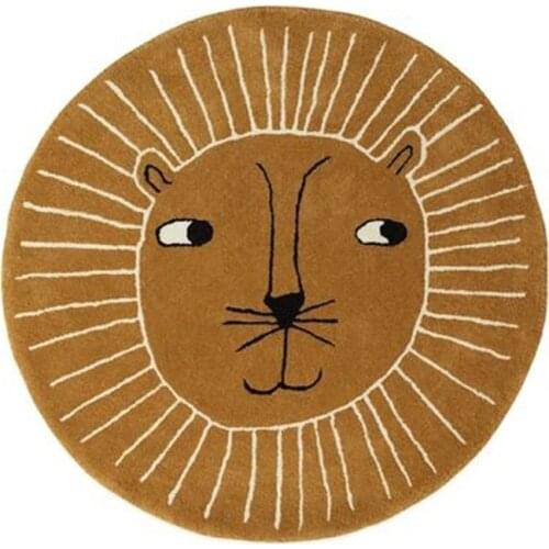 Cartoon Lion Baby Play Mat Crawling Soft Pad Newborn Game Rug Round Floor Carpet Interior Room Decor