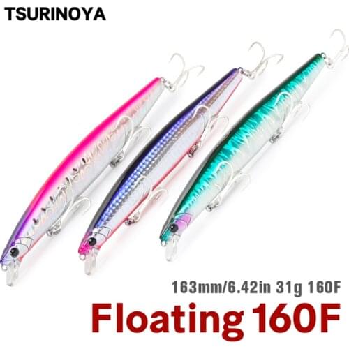 TSURINOYA Ultra-long Casting 160F Set 3pcs Floating Minnow 163mm 31g Sea Fishing Lure TINGER Piura Seabass Artificial Hard Bait