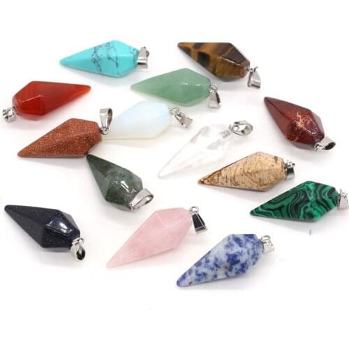 Natural Rose Quartzs Tiger Eye Stone Pendant Cone Shape Pendant Necklace MakingDIY Jewelry Best Birthday Gift For Jewelry Making