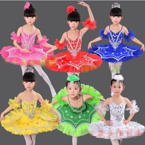 New Child White Swan Lake Ballet Dress Professional Ballet Tutus Dance Costume Kids Balett Dress Girl Pancake Tutu Dress