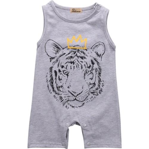 New Cotton Newborn Baby Boys Clothes Tiger Printed Baby Rompers Jumpsuit Playsuit Sleeve Summer Baby Boys Rompers