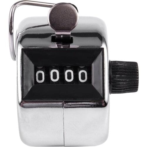 New 4 Digit Number Clicker Golf Hand Tally Click Counter Silver