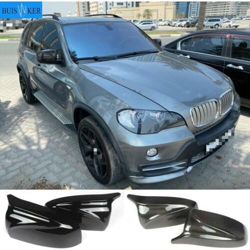 A Pair Carbon Fiber/ABS Mirror Cover X5 X6 Car Side Rearview Mirror Cap Cover Replacement For BMW X5 X6 E70 E71 2007-2013