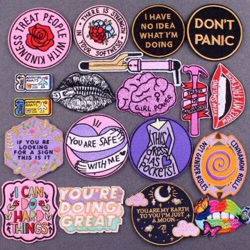 Girl Power Patch Embroidery Patches On Clothes Decor Letter Embroidery Patch Iron On Patches For Clothing DIY Badges On backpack