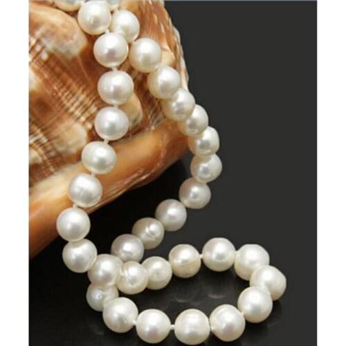 Attractive 10-11mm white natural freshwater cultured pearl necklace Factory Wholesale price Women Gift word Jewelry