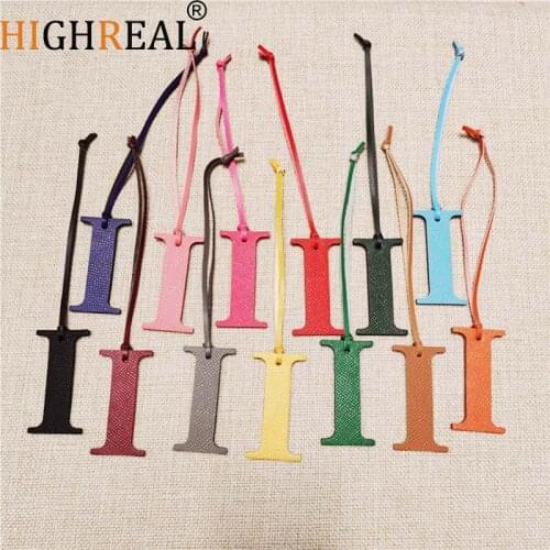 HIGHREAL Custom Made Luxury Genuine Leather Character Letter I Keychain Women Bag Charm Backpack Pendant