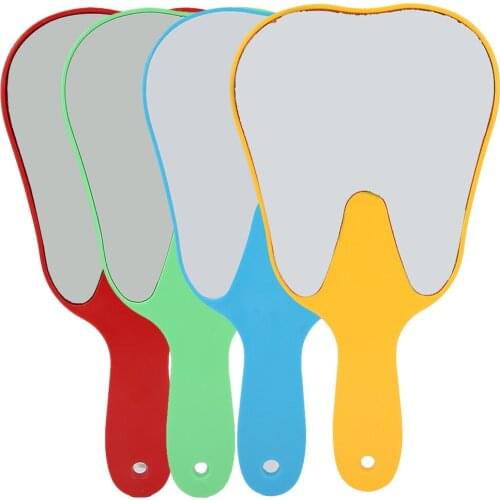 Cute Hand Dental Mirror Tooth Shaped Plastic Handle Oral Hygiene Mouth Teeth Care Unbreakable Patient Dentist Makeup Mirror
