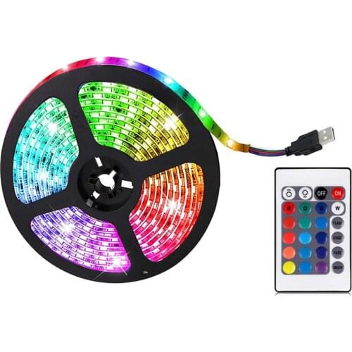 LED Strip Light RGB Flexible Lamp Tape USB Cable 24 Key Control DC5V 0.5/2/5 M Desk Screen TV Background Lighting For Home Decor
