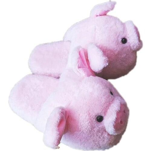 Autumn and Winter Cartoon Cartoon Pink Pig Slippers Cos Shoes Cute Girl Heart Home Warmth Fun Cute Plush Flat Cotton Drag