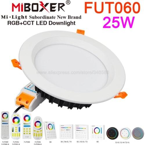 MiBoxer FUT060 25W Smart RGB+CCT LED Downlight Recessed Ceiling Spotlight AC100-240V 2.4G RF Remote WiFi APP Voice Control