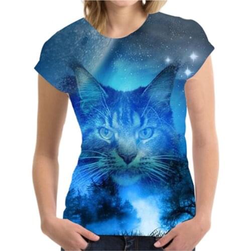 Street Leisure Tshirts Cotton Women Tops Product New Pattern Summer-dress-women New Product 2022 Oversize Cat Easy Blue