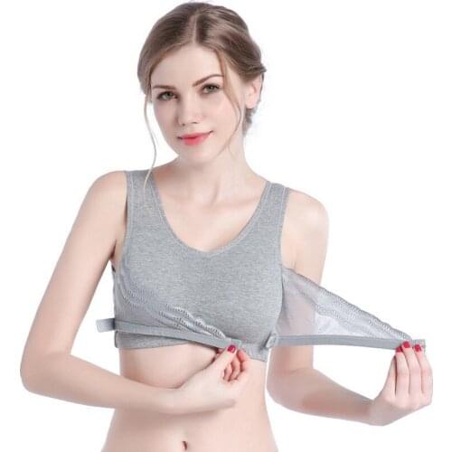 Women Underwear Wire Free Cotton Gathered Seamless Comfortable Bra Solid Smooth Ladies Full Cup Front Closure Push Up Bra
