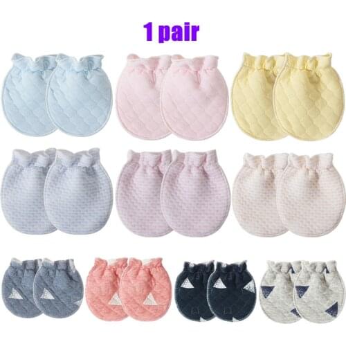 Winter Warm Cotton Gloves Baby Anti Scratching Mittens Solid Color Baby Face Protection Anti Grasping Mittens Gloves For Newborn