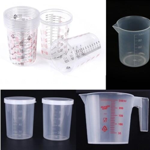 1Pc 2pcs 10pcs Plastic Paint Mixing Cups Measure Cups Mixing Calibrated Cup For Accurate Mixing Of Paint And Liquids 100-600ml