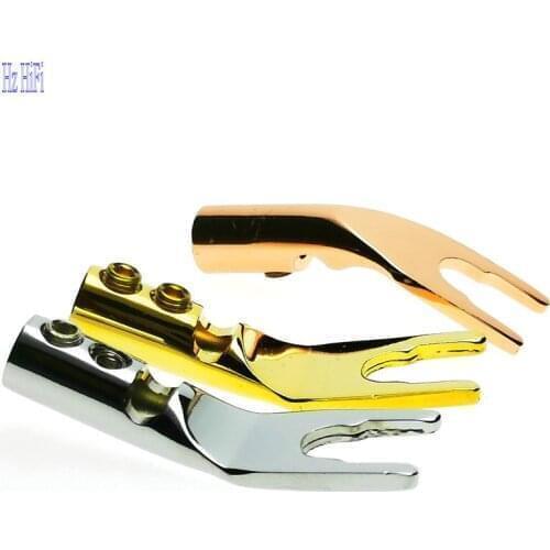 10PCS Gold plated Copper Banana Plugs U/Y Type High quality Banana Connector Speaker Wire Connector With double Screw locks