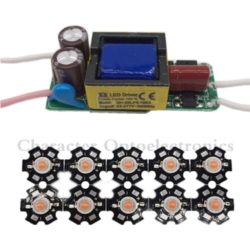 10pcs 3W full spectrum LED 380-840nm + 1pcs 600mA LED built in bare plate drive DIY 30W light plant growth lamp