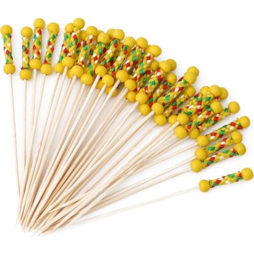 100pcs/pack Disposable Bamboo Food Picks Fruit Fork Sticks Buffet Cupcake Toppers Cocktail Forks Wedding Festival Decoration