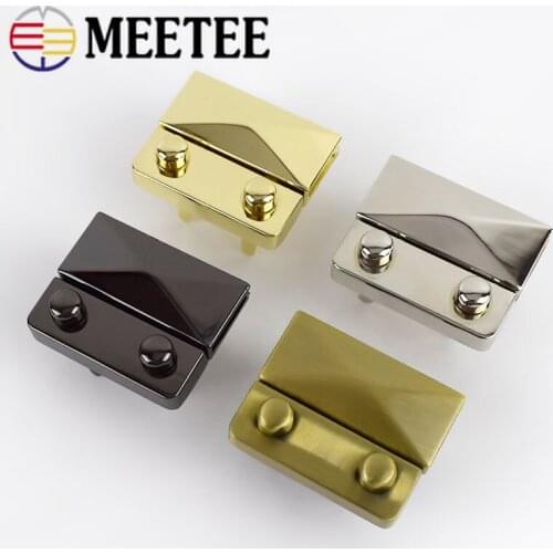 Meetee 44x35mm Women Bag Metal Locks Buckle Fashion Pushed Snap Lock For Bags Purse Making DIY Replacement Clasp Closure BF309