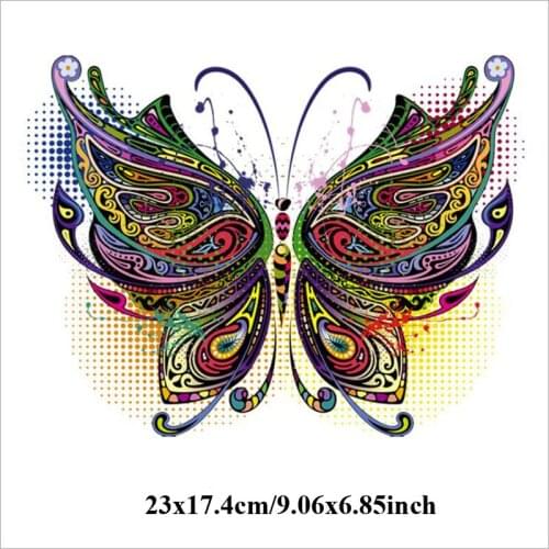 20pcs Butterfly Ethnic Badge Heat Transfer Stickers Vinyl Patches Iron On Patch For Clothing parches Appliques Jacket Patchwork