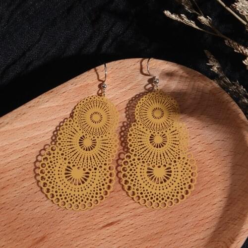 4 Style Unique Hollow Computer Slice Drop Earrings for Women Girls Jewelry Colorful Sea star Sun smile Geometric Shape Earring