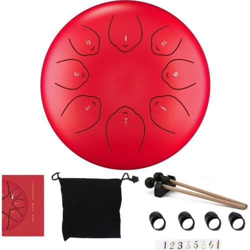 6 Inch Mini Drum 8 Tone Steel Tongue Drum Tune G Percussion Hand Pan Drum With Padded Drum Bag & Mallets Musical Instruments