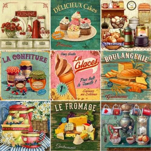 AZQSD Diamond Painting Cake Text Cross Stitch Kits Rhinestones Needlework Diamond Embroidery Kitchen Mosaic Home Decoration