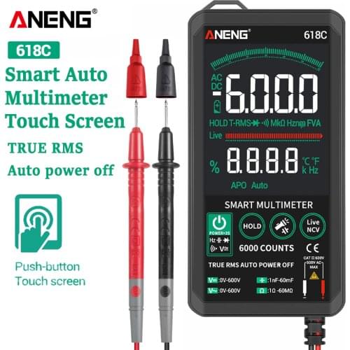 ANENG 618C Digital Multimeter Smart Touch DC Analog Bar True RMS Auto Tester Professional Transistor Capacitor NCV Testers Meter