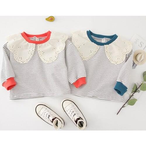 Girls Blouse Casual Korean Striped Lapel Long Sleeve Tops for Girls Kids Clothing Autumn Cotton Toddler Baby Shirts 1-6 Years