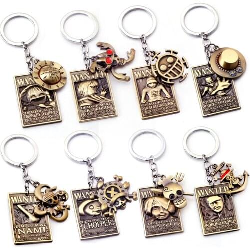 Two-piece Anime One Piece Keychain Luffy Ace Tag Metal Key Holder Chaveiro Keyrings car Key Chain Straw Hat Skull Jewelry llaver