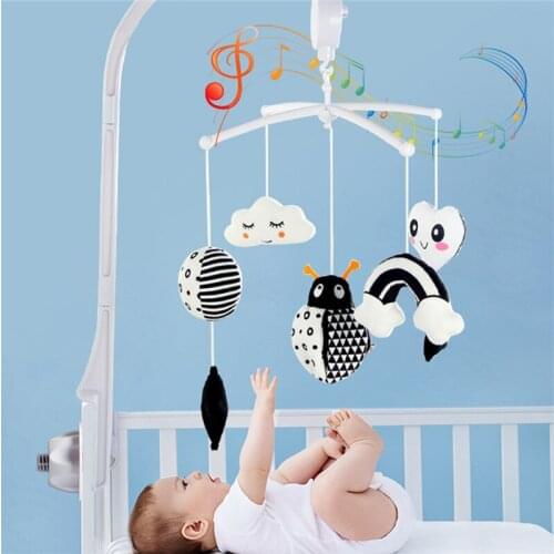 Baby Bed Hanging Toy Musical Crib Bed Bell Cot Mobile Nusery Lullaby Toy Interactive Early Education Tool Newborn 0-3 Years Old