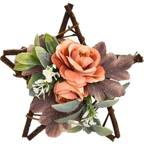 Artificial Flower Five-pointed Star Garland Vine Circle Christmas Tree Pendant Festival Window Decoration