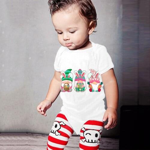2021 New Baby Short Sleeve Jumpsuit Casual Faceless doll Print Girl Boy Rompers Solid Newborn Baby Clothes Newborn Baby Gifts