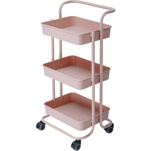 Kitchen 3-Tier Rolling Utility Cart Trolley Rolling Storage Cart with Lockable Wheel&Handle Multifunction Heavy Duty for Office