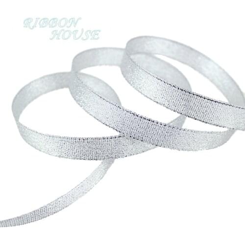 25 yards/roll) 1/2'' (12mm) Silver polyester organza ribbons Christmas packaging ribbon high-grade quality squares ribbons
