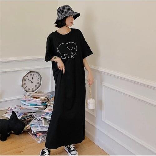 Summer Dress 2021 New Ankle Split Short Sleeve Long Dresses Vestidos Robe Fashion Oversize Women Dress Pullover