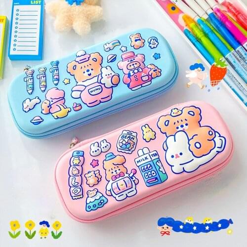 Kawaii Cute Student Stationery Bear EVA Cartoon Cute Anti-fall 3D Large Capacity Multifunctional Pencil Case School Supplies